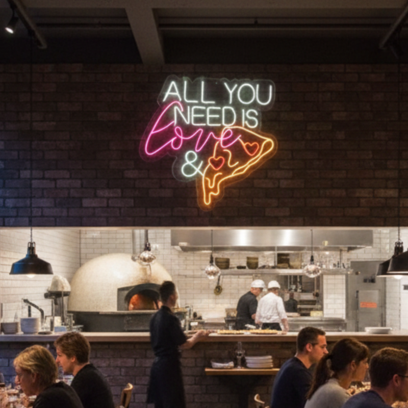 All You Need Is Love & Pizza Neon Sign