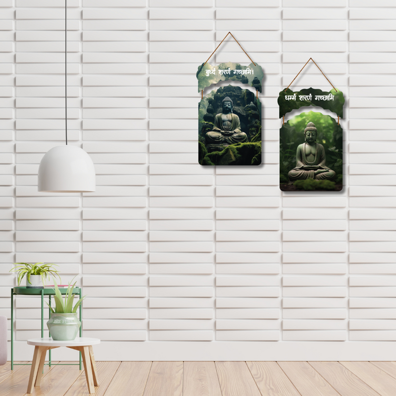 Buddha Wisdom Wooden Wall Hanging Set