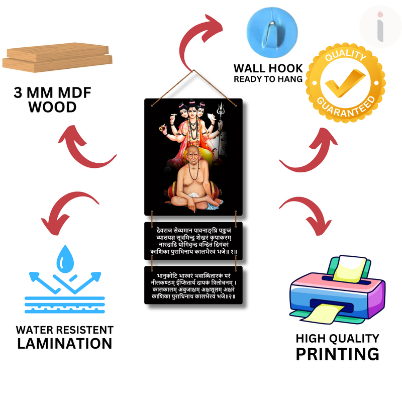 Shri Swami Samarth with Lord Dattatreya Wall Hanging - ICraft asia