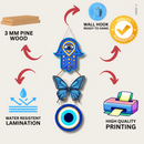 Wooden Blue Butterfly Evil Eye wall hanging - ICraft asia