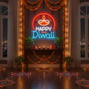 Happy Diwali Diya Design UV Neon Sign