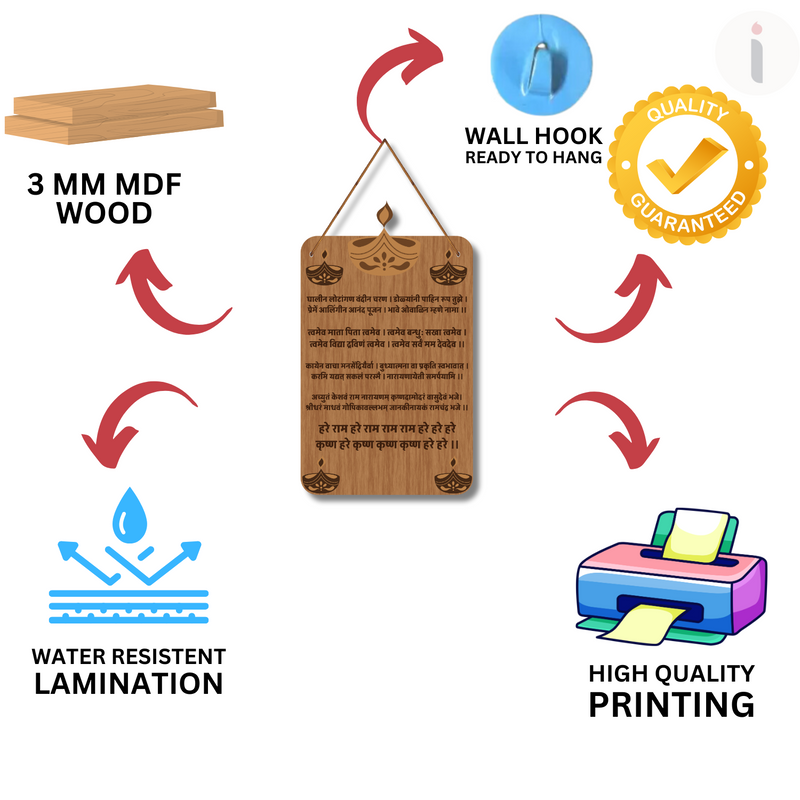 Devotional Marathi Prayer Wooden Wall Hanging - ICraft asia