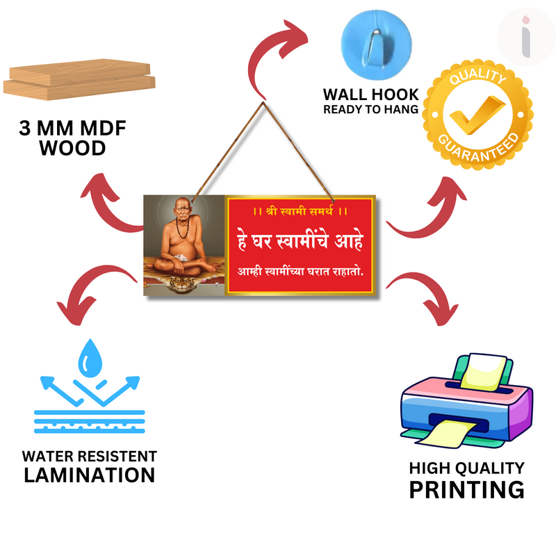 Shri Swami Samarth Wooden Wall Hanging – “हे घर स्वामींचे आहे” - ICraft asia