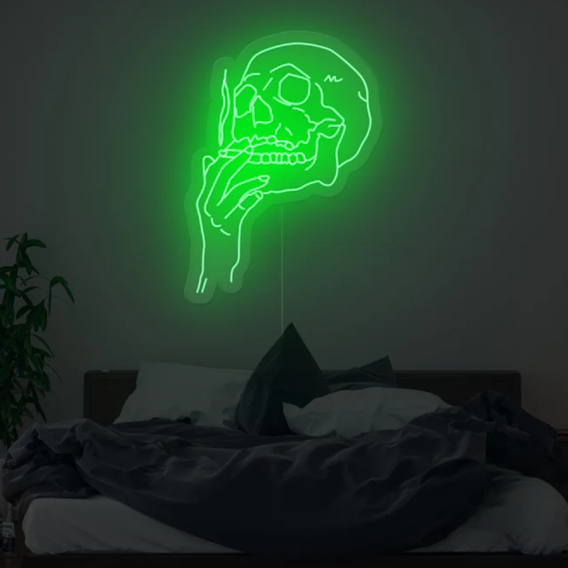Smoking Skull Neon Sign