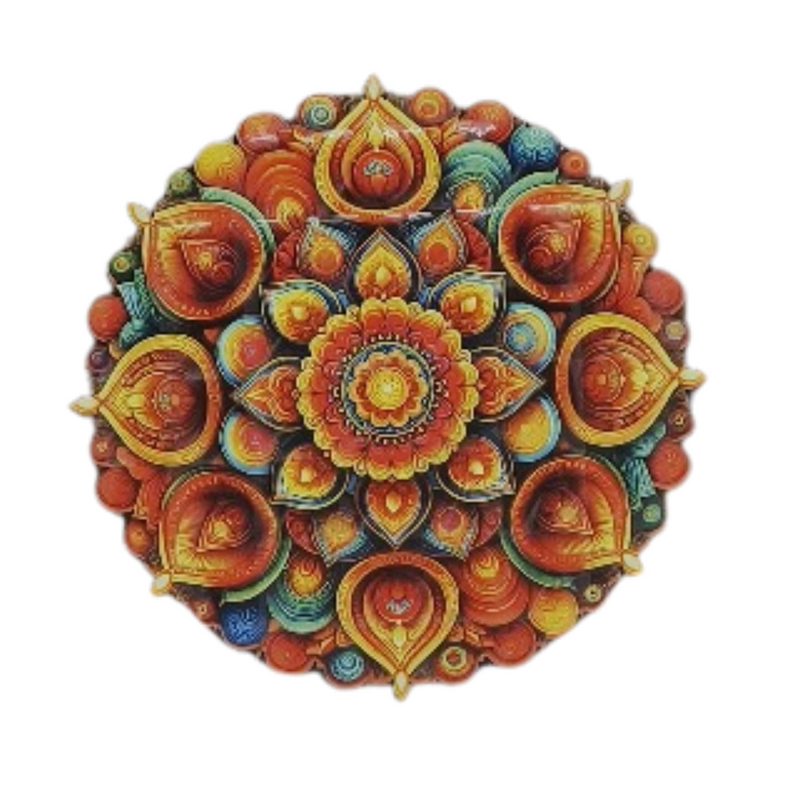 3D MDF Diya Blossom Rangoli