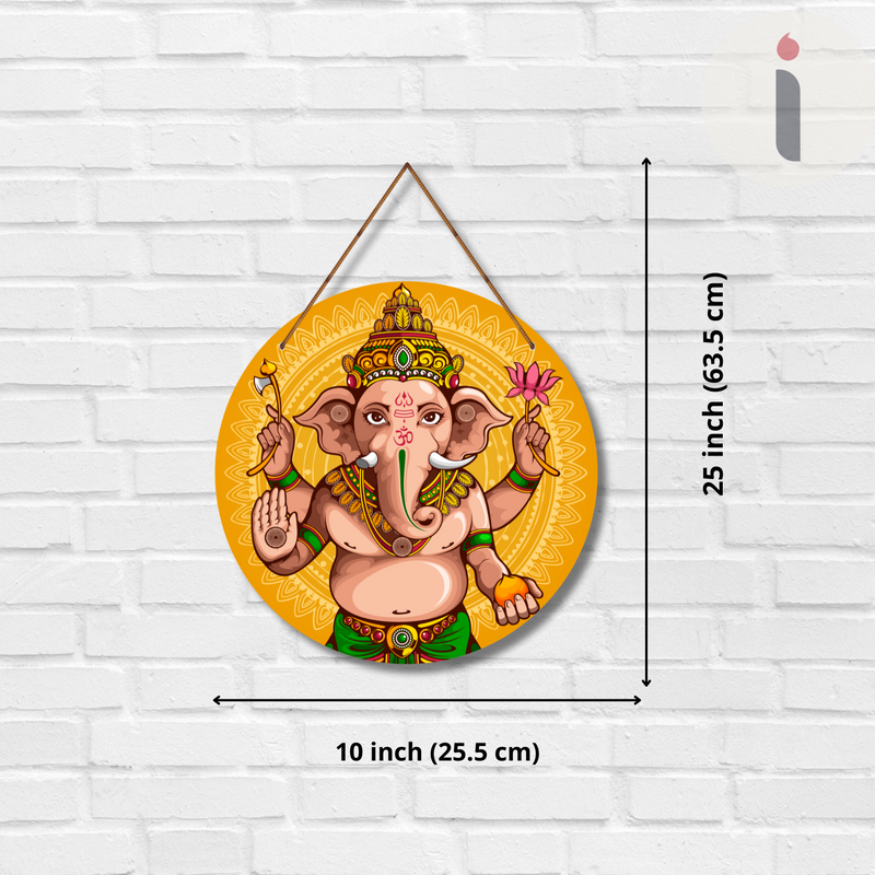 Ganesha Wall Hanging – Vighnaharta Round Blessing Art