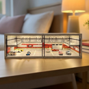 XuFan 1:64 Diorama Car Garage Model LED Lighting City Car Parking Lots Model Background Display Scene Model Collection Gift
