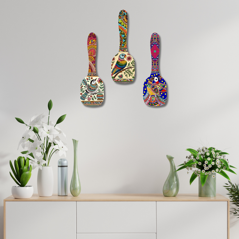 Madhubani Art Wooden Wall Hanging