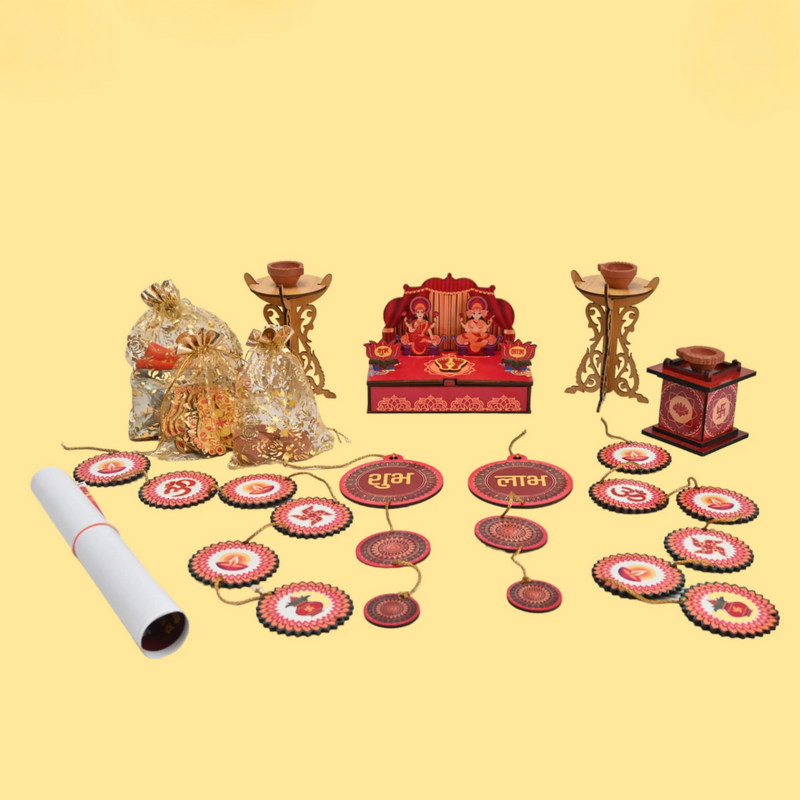 Diwali Decorations All-in-One Kit – 9 Pooja Decor Items