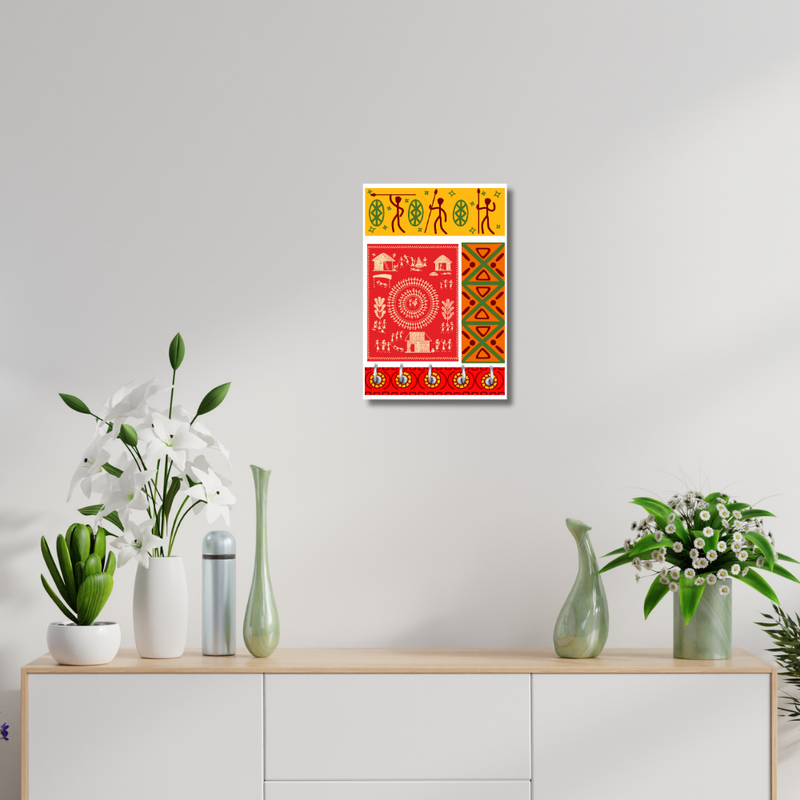Wooden Key Holder with Traditional Warli Art - ICraft asia
