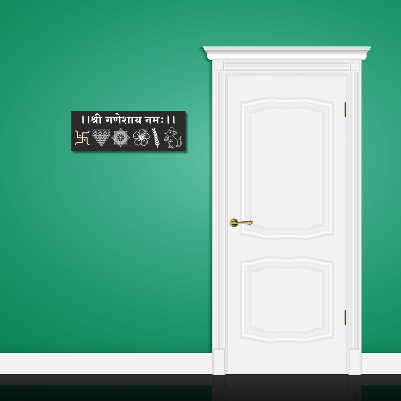 Shri Ganeshaya Namah Wooden Wall Name Plate