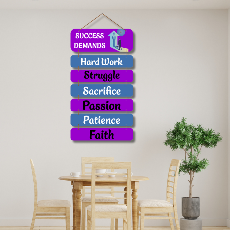 "Success Demands" wooden wall hanging