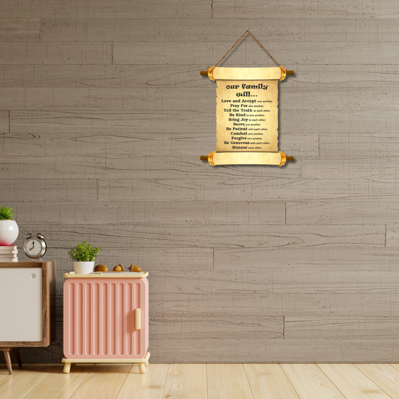 Family Values Scroll Wall Hanging