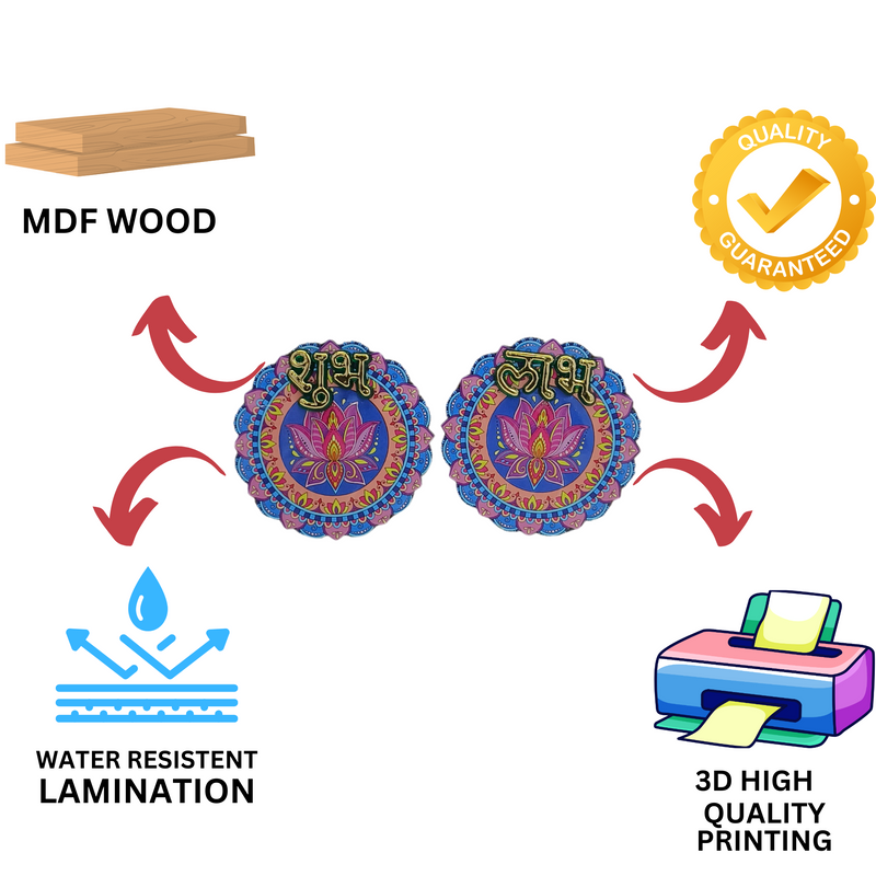 3D MDF Shubh Labh Lotus Design