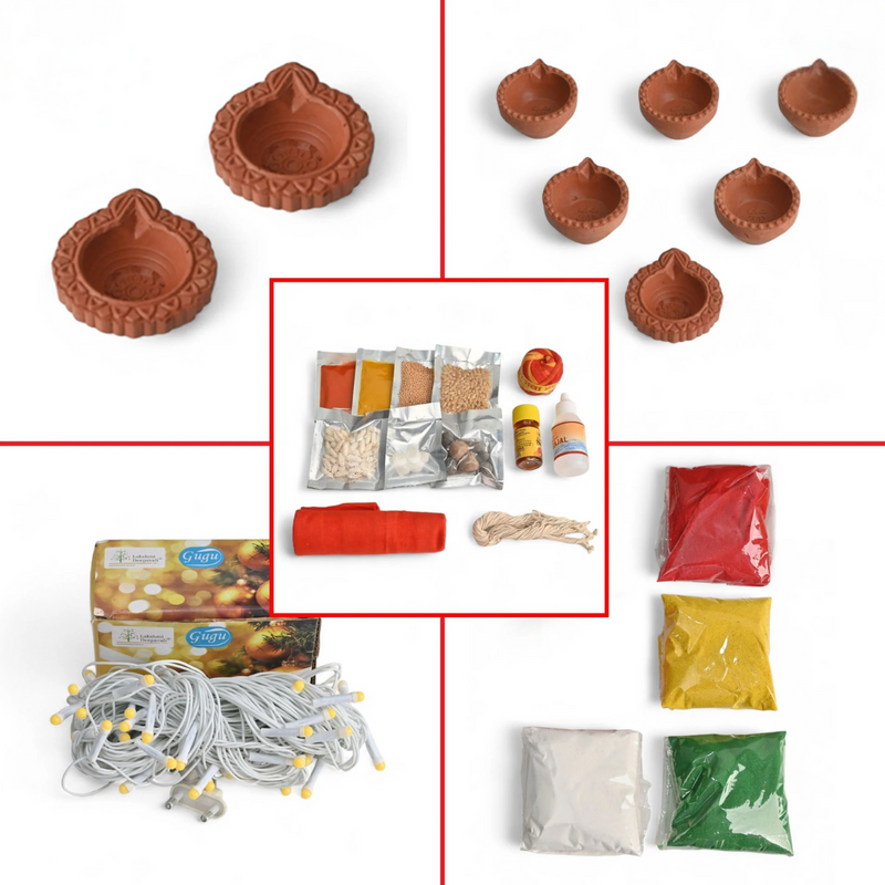 Diwali Decorations All-in-One Kit – 14 Pooja Decor Items