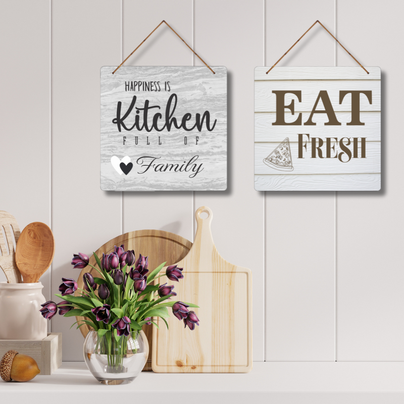 "Happiness is a Kitchen Full of Family, Eat Fresh" Wall Hanging