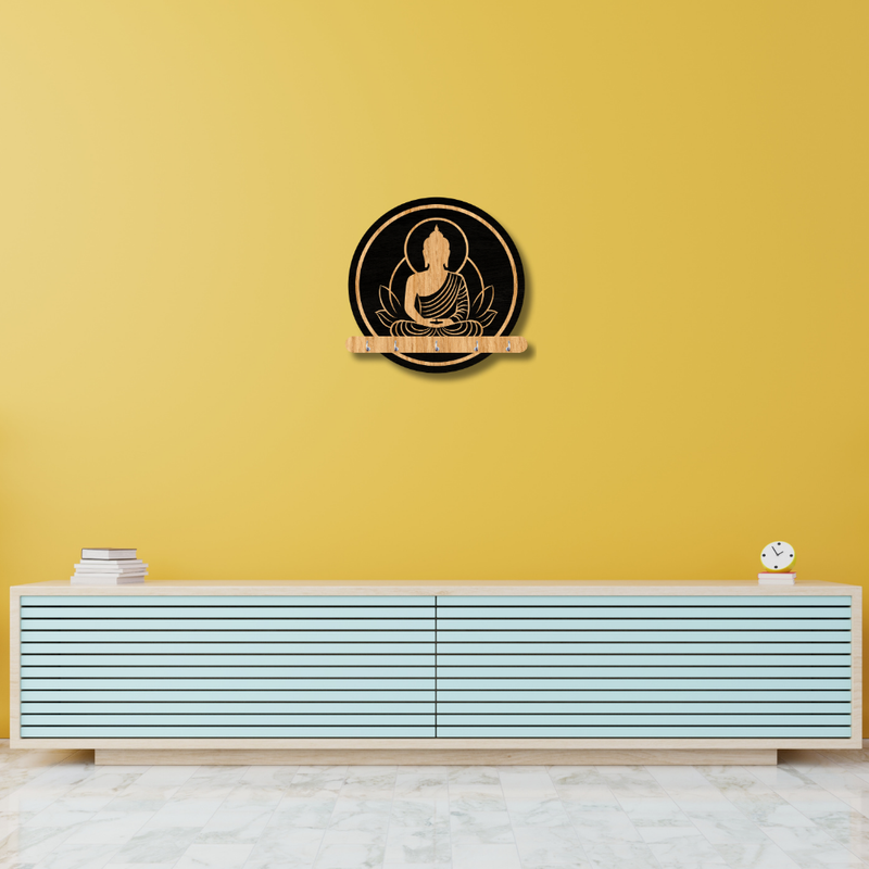 Buddha Design Wooden Wall Key Holder - ICraft asia