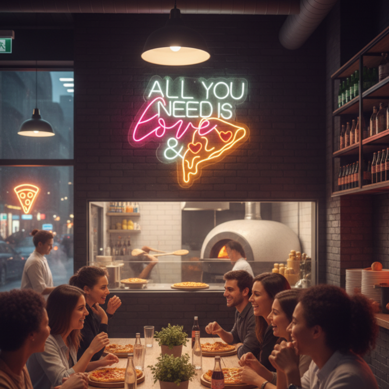 All You Need Is Love & Pizza Neon Sign