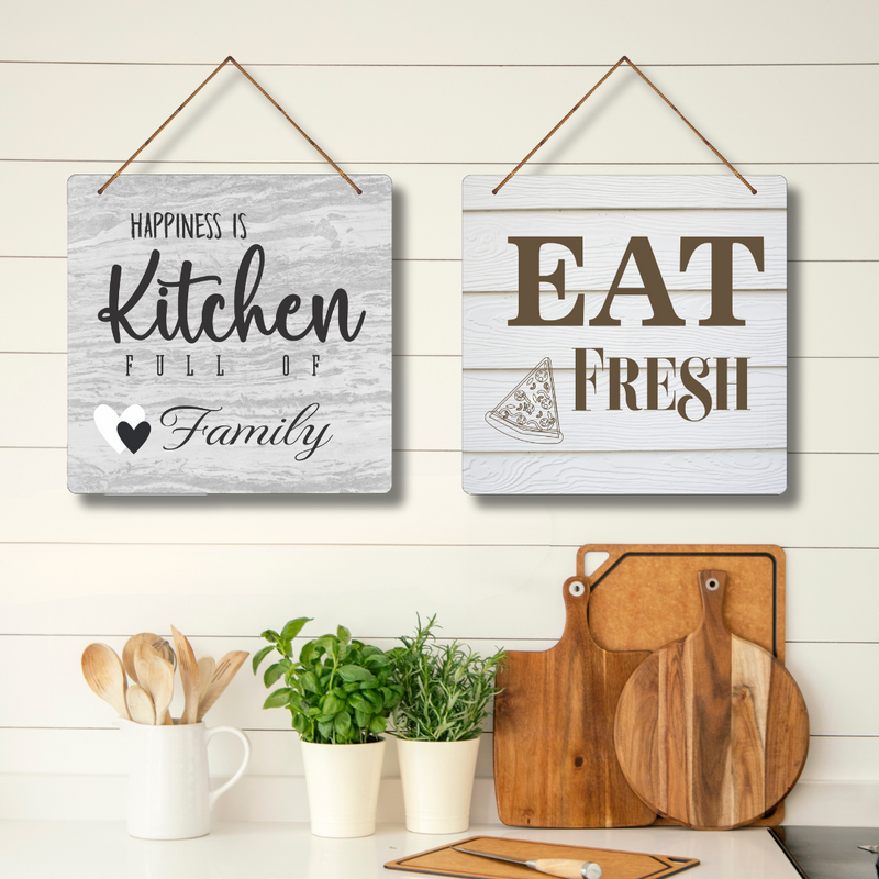 "Happiness is a Kitchen Full of Family, Eat Fresh" Wall Hanging