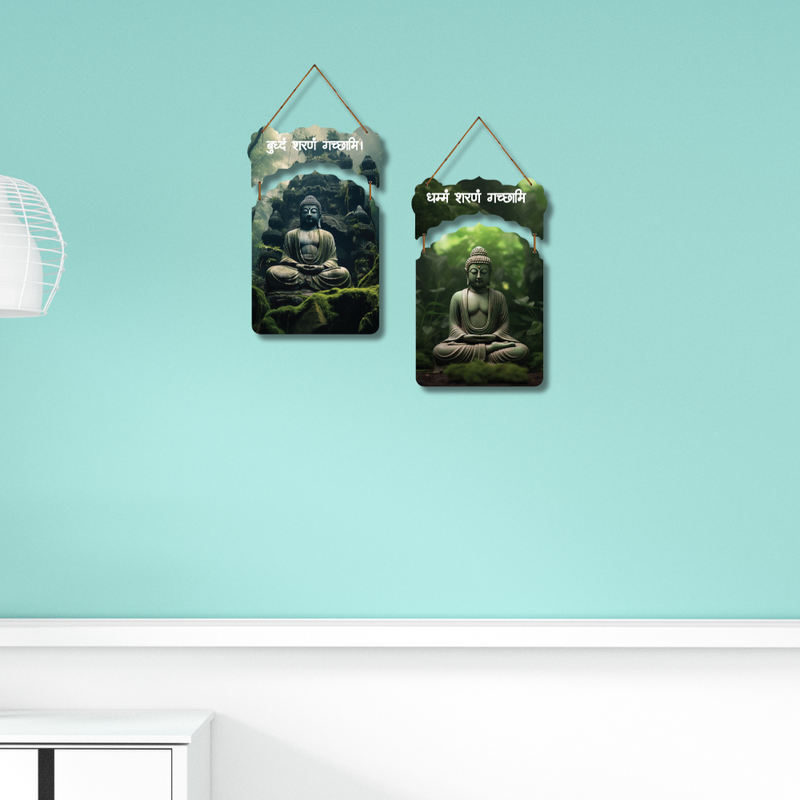 Buddha Wisdom Wooden Wall Hanging Set