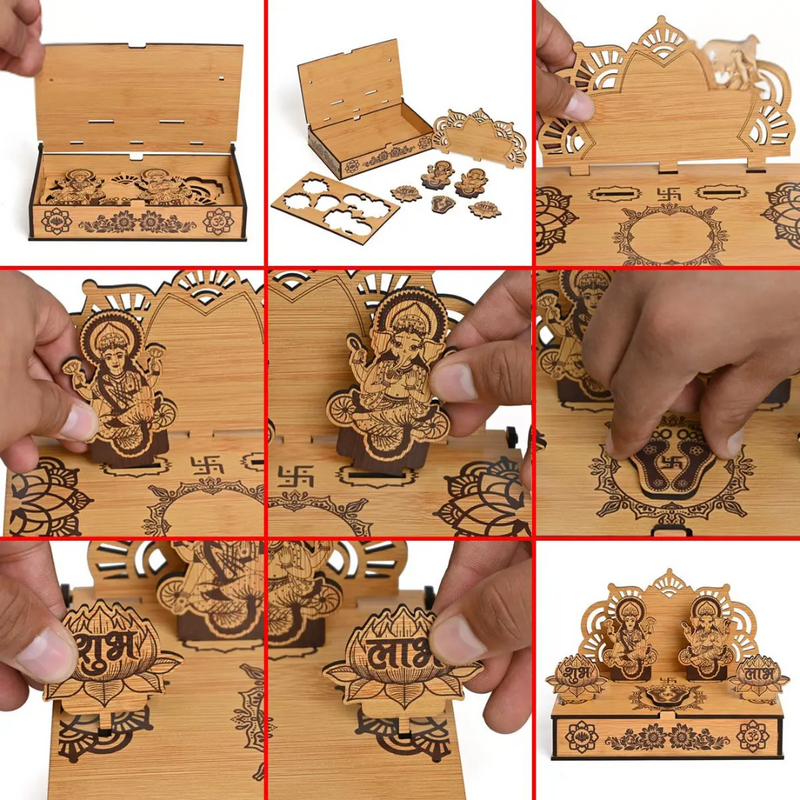 Portable Wooden Mini Mandir