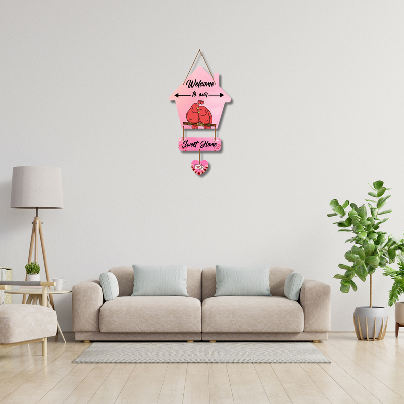 "Welcome To Sweet Home "  Wooden Wall Hanging