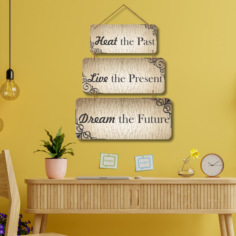 "Past, Present, Future" wall hanging