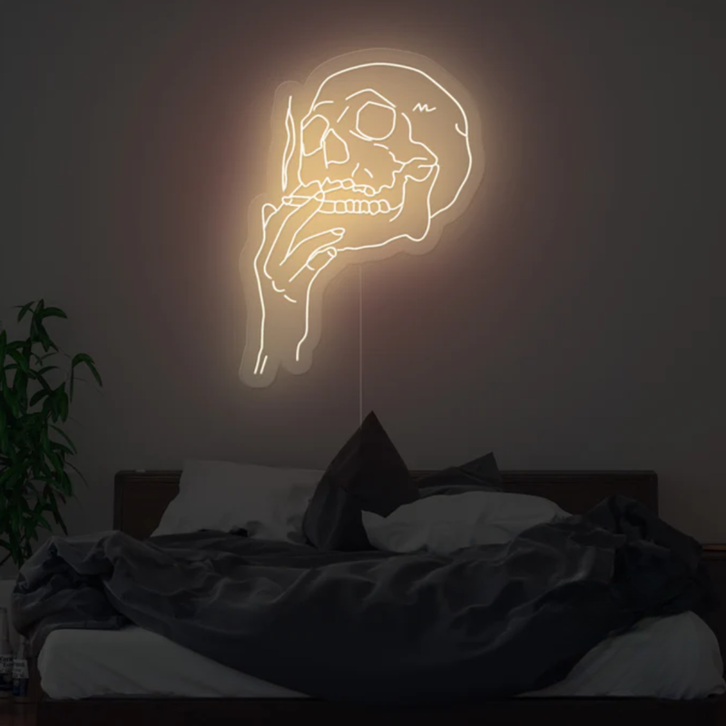 Smoking Skull Neon Sign