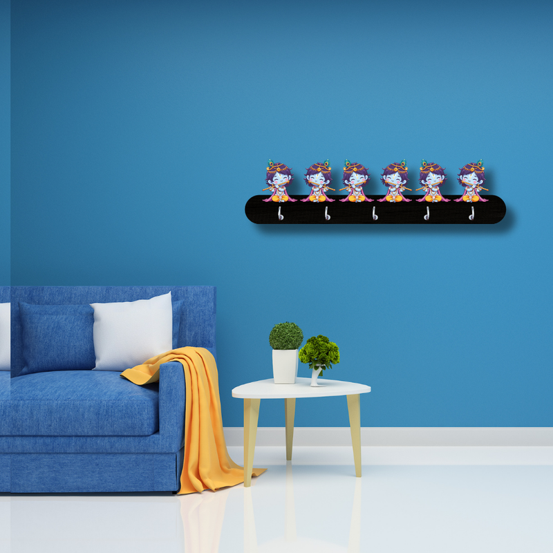 Cute Krishna Design Wooden Wall Key Holder - ICraft asia