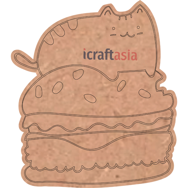 Burger Cat Delight MDF Cutout