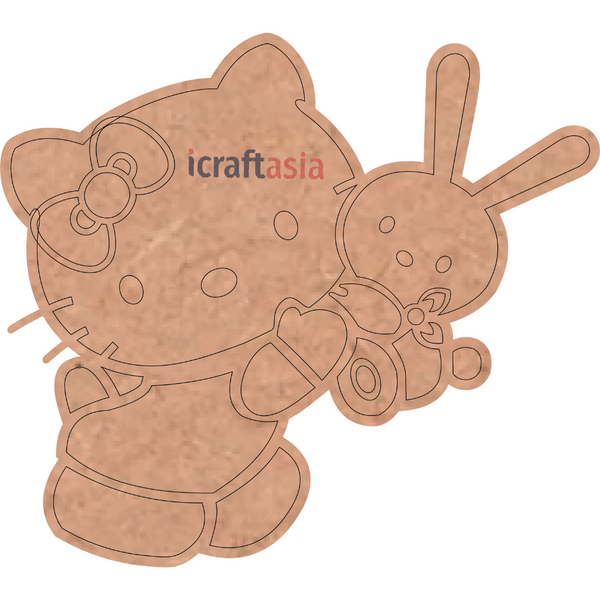 Cute Kitty with Bunny MDF Cutout