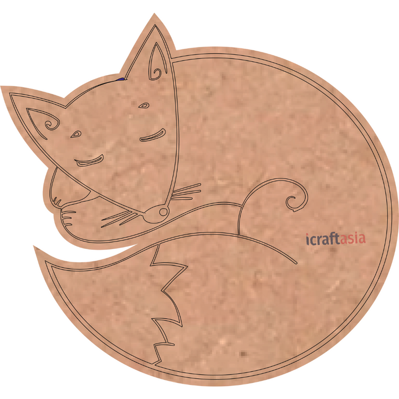 Sleeping Cat on Moon MDF Cutout