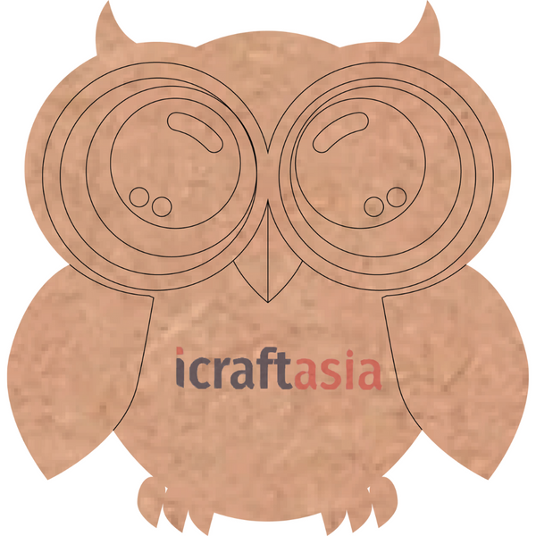 Round-Eyed Cartoon Owl MDF Cutout