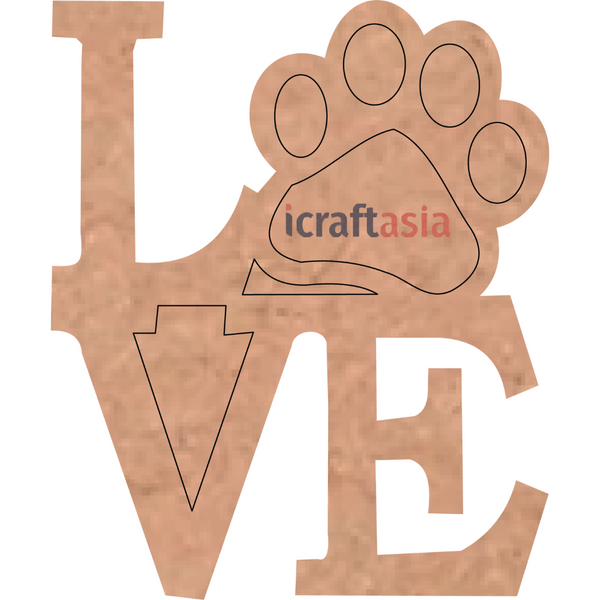 LOVE Paw Print MDF Cutout