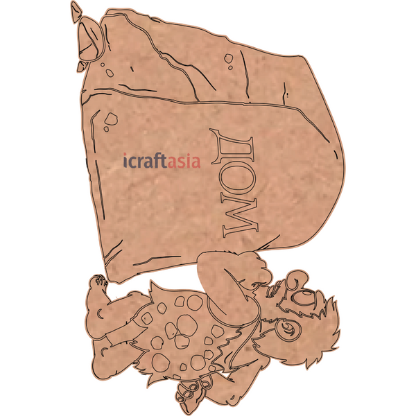 Caveman with Stone Sign MDF Cutout