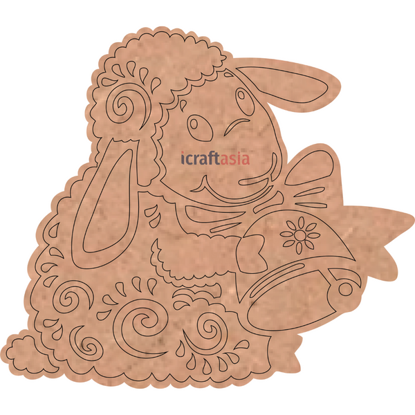 Fluffy Sheep with Bell MDF Cutout