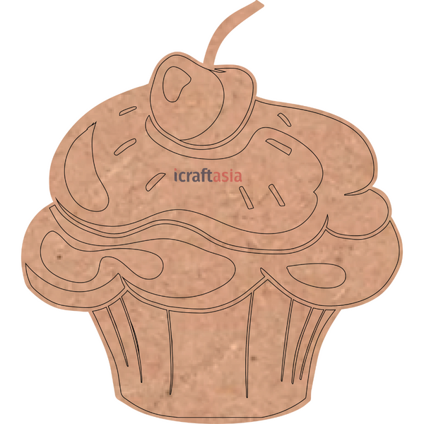 Cherry Delight Cupcake MDF Cutout