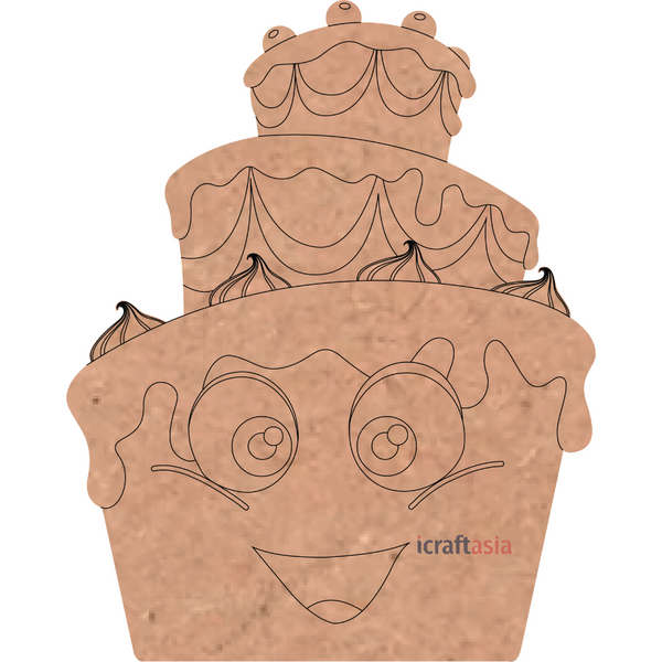 Smiling Cake Face MDF Cutout