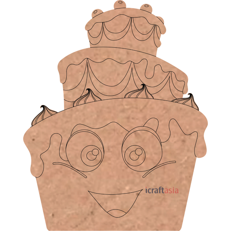Smiling Cake Face MDF Cutout