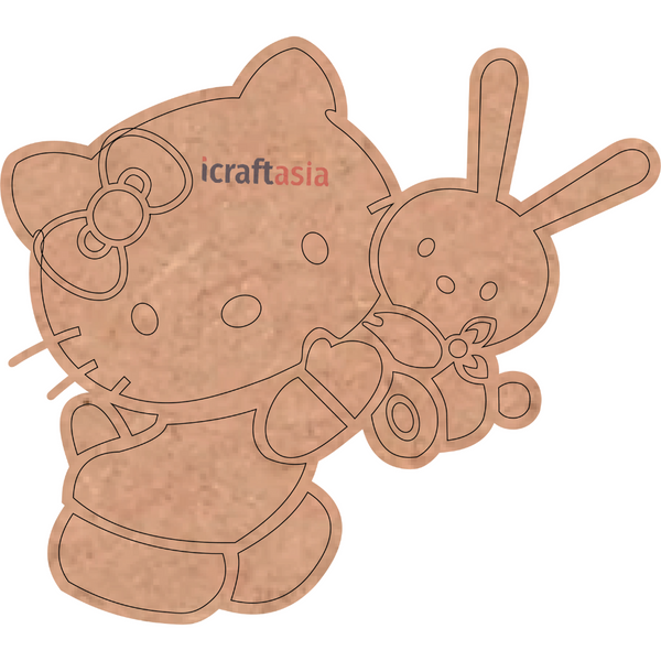 Hello Kitty with Bunny MDF Cutout
