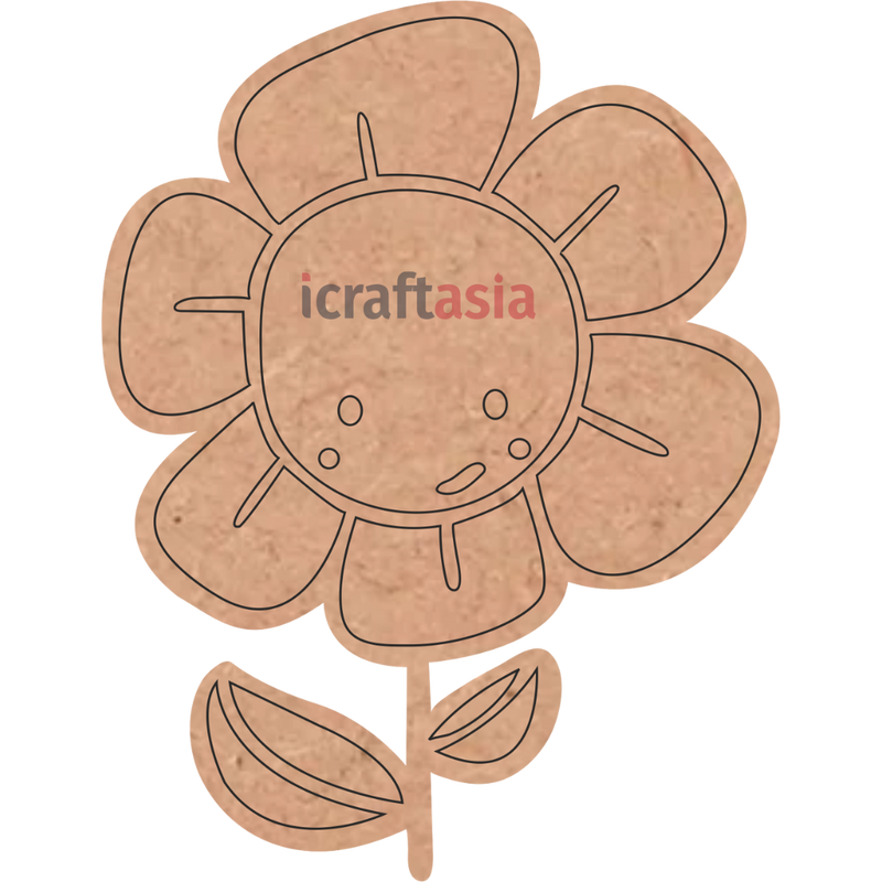 Smiling Flower MDF Cutout