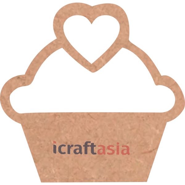 Cupcake with Heart MDF Cutout