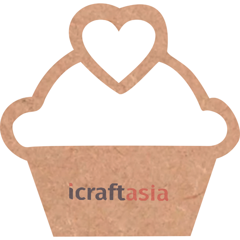 Cupcake with Heart MDF Cutout