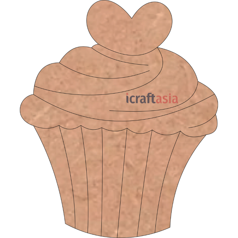Cupcake with Heart MDF Cutout