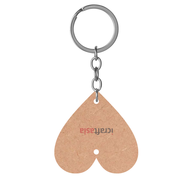 Double Hole Heart MDF Keychain Cutout