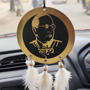 Dr. B. R. Ambedkar Acrylic Car Hanging Ornament with White Feather Tassels - ICraft asia
