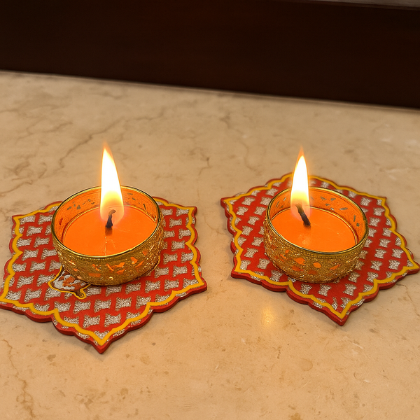 3D Square Floral Candle Stand with Tealight