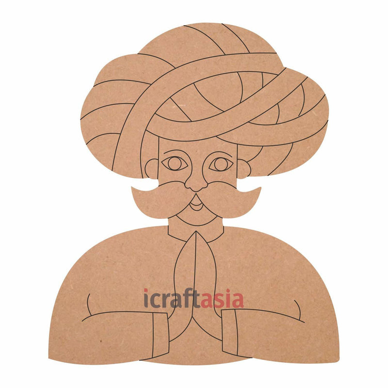 Rajasthani Men Pre Marked Cutouts MDF for Art and Craft