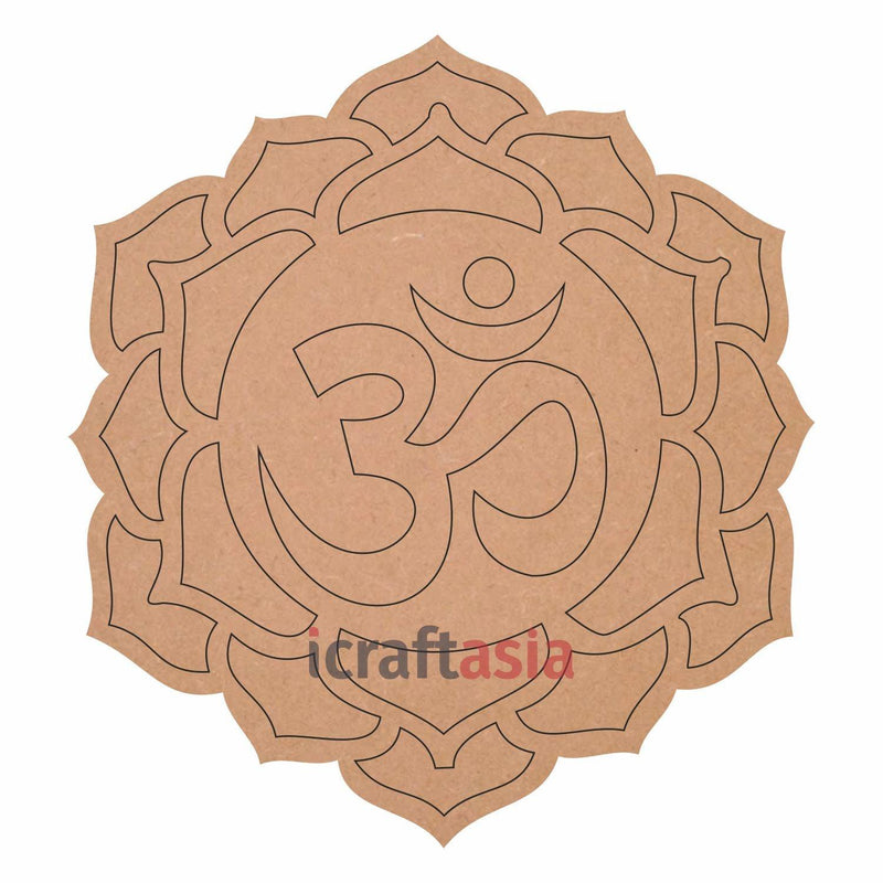 Om Lotus Pre Marked Cutouts MDF for Art and Craft