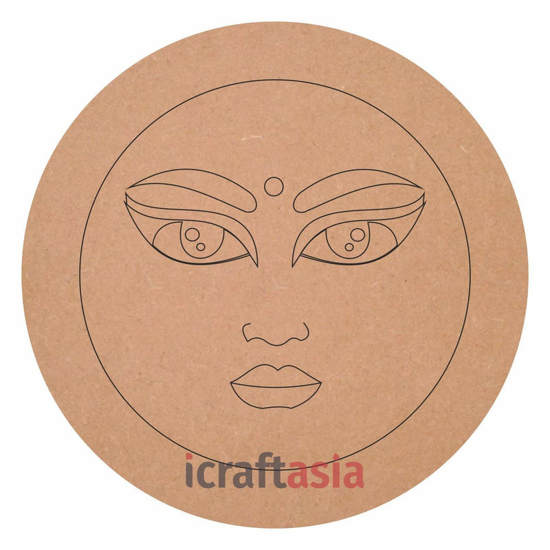 Pre-Marked MDF Circle Cutout with Women's Eyes and Lips for Art and Craft